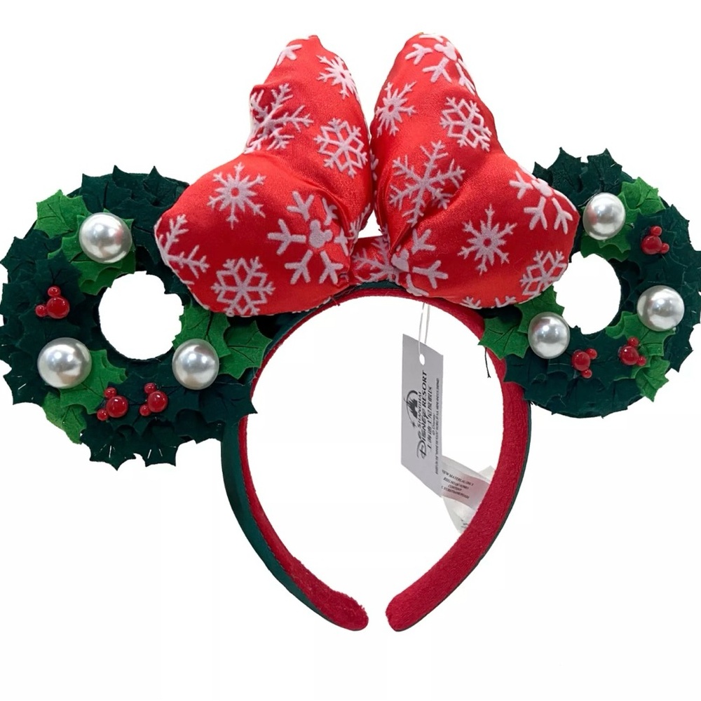 NEW 2023 Disney Shanghai Park exclusive Minnie Christmas Ears ** MINOR DAMAGE **